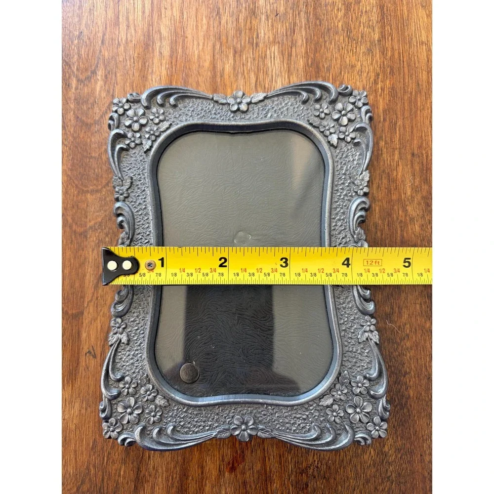 Vintage Ornate Pewter Floral Picture Frame